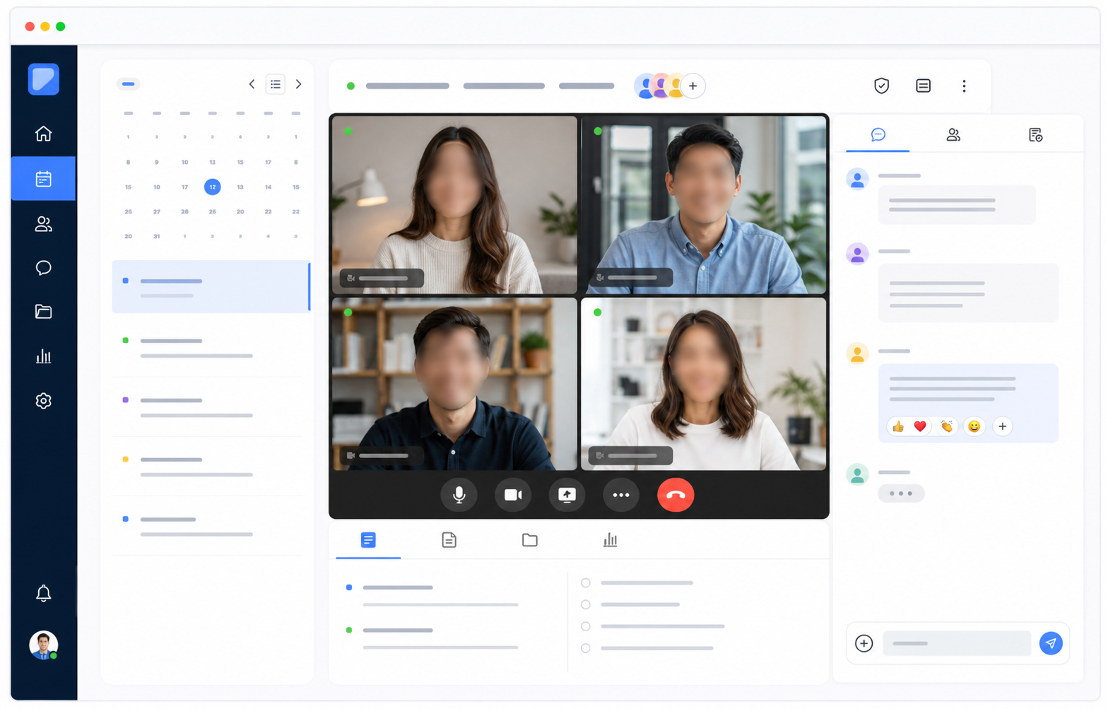 WhizzMeet video conferencing platform with HD meetings, screen sharing, chat, recordings and team collaboration